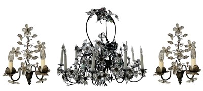 Lot 174 - A modern bronzed metal cut glass drop six...