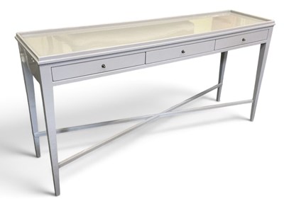 Lot 73 - A modern grey painted three drawer tray top...