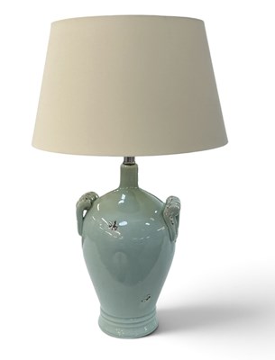 Lot 183 - A modern Korean style celadon glazed twin...