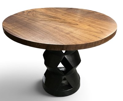 Lot 104 - A modern black painted turned wooden and...