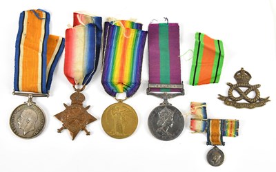 Lot 1190 - A WWI three piece medal group comprising...