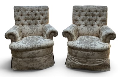 Lot 107 - A pair of modern armchairs/library chairs with...