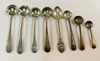 Lot 571 - Eight hallmarked silver condiment spoons,...