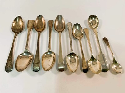 Lot 540 - Various hallmarked silver teaspoons and a...