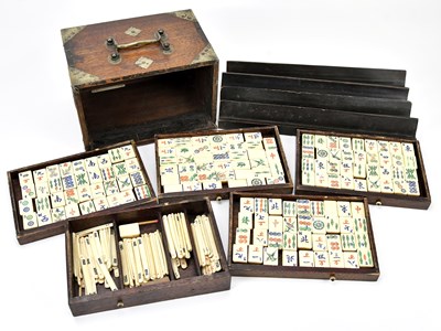 Lot 324 - A vintage cased Mahjong set, with score stands.