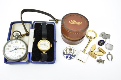 Lot 852 - A Marvelia chrome-plated pocket watch, with...
