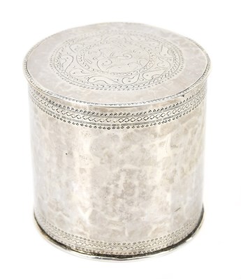 Lot 531 - An Indian white metal circular box and cover,...