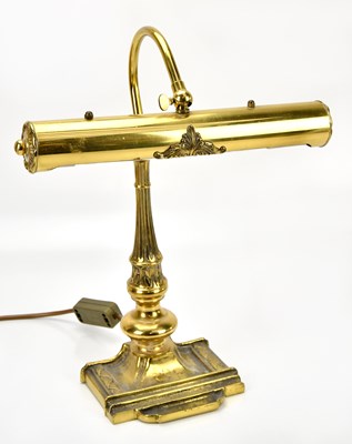 Lot 478 - An Edwardian style brass desk lamp, height 41cm.