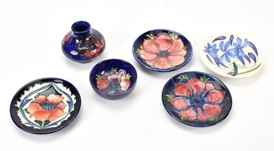 Lot 1337 - MOORCROFT; two 'Anemone' pattern pin dishes,...