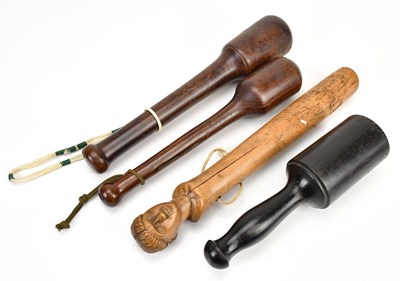 Lot 2090 - A Continental carved treen truncheon, with...