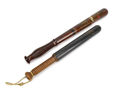Lot 2002 - A 19th century hand painted rosewood truncheon,...