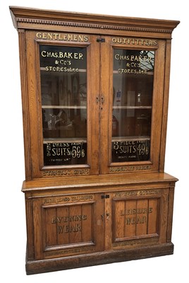 Lot 84 - A 19th century oak tailor's cabinet, with two...