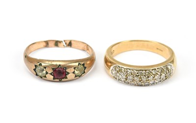 Lot 581 - A 9ct yellow gold dress ring, size O, together...