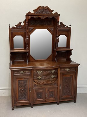 Lot 106 - A Victorian carved walnut parlour cabinet,...