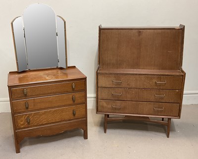 Lot 13 - A mid century bureau with fall down front...