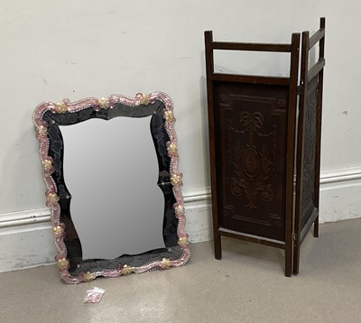 Lot 24 - A retro Venetian glass shaped rectangular wall...