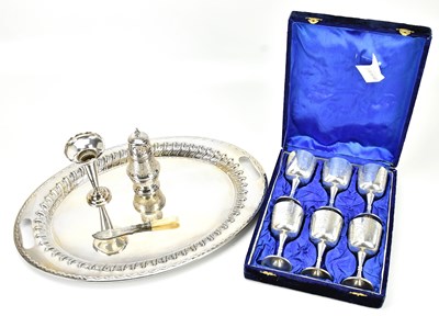 Lot 499 - A large silver plated twin handled tray,...