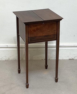 Lot 160 - An Edwardian inlaid mahogany sewing cabinet,...