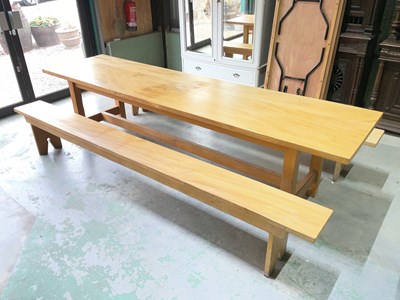 Lot 613 - A light oak farmhouse table, height 77cm,...