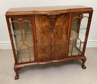 Lot 147 - A 1930s burr walnut display cabinet with...