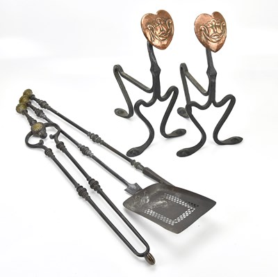 Lot 463 - A 19th century steel and brass three piece...