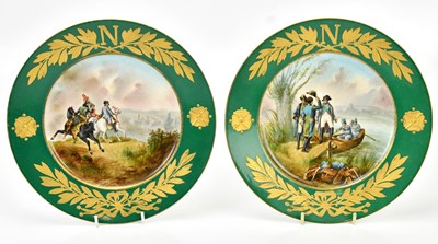 Lot 1318 - M. IMP. DE SÈVRES; a pair of hand painted...