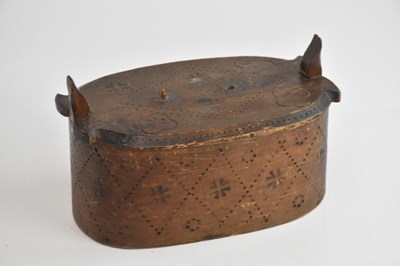 Lot 2039 - A 19th century Scandinavian folk art tine box,...
