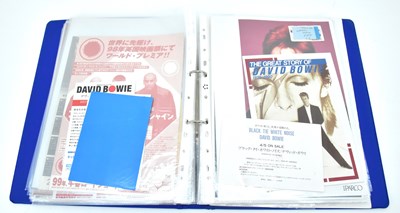 Lot 316 - A file containing David Bowie ephemera,...