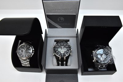 Lot 867 - Three gentleman's fashion and sports watches,...