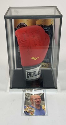 Lot 116 - A boxing glove signed by Billy Hardy, a...