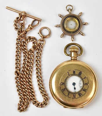 Lot 847 - WALTHAM; a gold-plated half hunter pocket...