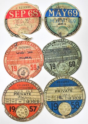 Lot 253 - Six vintage Vehicle (Excise) tax discs, dated...