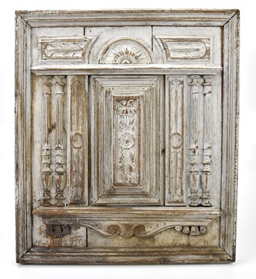 Lot 366 - A Continental carved and painted panel, with...