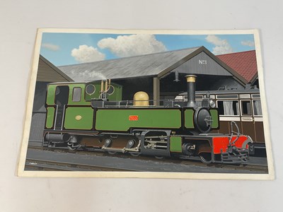 Lot 382 - VIC WELCH; gouache on paper, the locomotive...