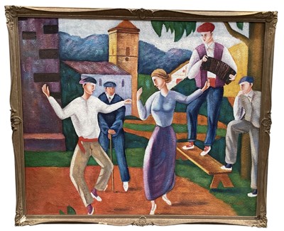 Lot 354 - C LOFT; a modern abstract Continental oil on...