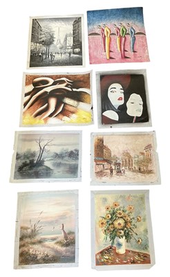 Lot 329 - UNATTRIBUTED; eight assorted modern oils on...