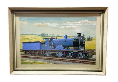 Lot 416 - W MEADWAY; gouache on board, a locomotive 'CR',...