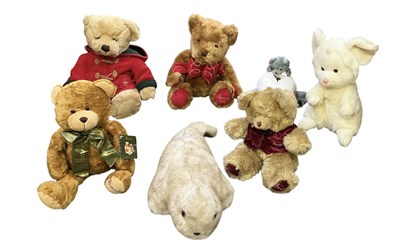 Lot 720 - HARRODS; four stuffed plush teddy bears,...