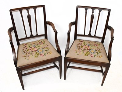 Lot 1677 - A pair of Georgian mahogany arm chairs