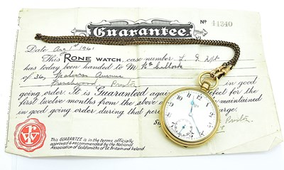 Lot 849 - A 9ct yellow gold open faced pocket watch by...