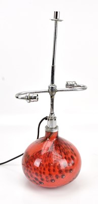 Lot 2249 - An art glass and chrome twin light table lamp,...