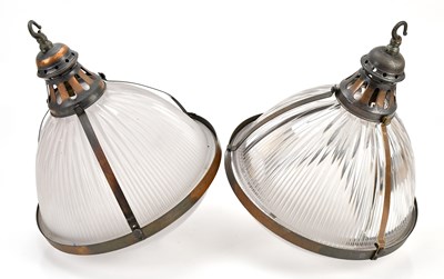 Lot 2228 - A pair of rubbed frosted glass and coppered...