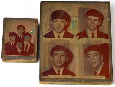 Lot 290 - THE BEATLES; two copper printing blocks, one a...