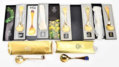 Lot 508 - GEORG JENSEN; seven silver gilt and enamel...