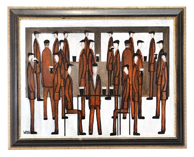 Lot 169 - NICK WEBB; oil on board, 'Busy Pub', signed,...