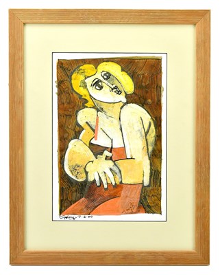 Lot 55 - GEOFFREY KEY (born 1941); mixed media, female...