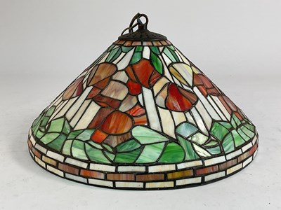 Lot 562 - A Tiffany style pendant stained glass shade,...