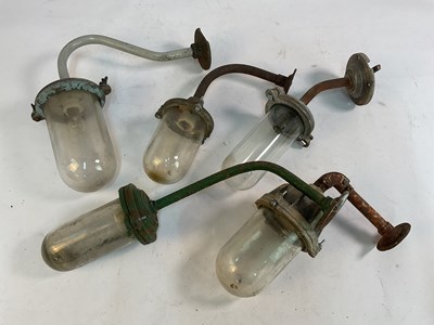 Lot 577 - Five mid 20th century exterior wall lights...