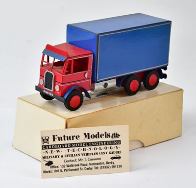 Lot 195 - FUTURE MODELS; a cardboard model of a lorry,...