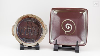 Lot 531 - Winchcombe Pottery; a large square plate...